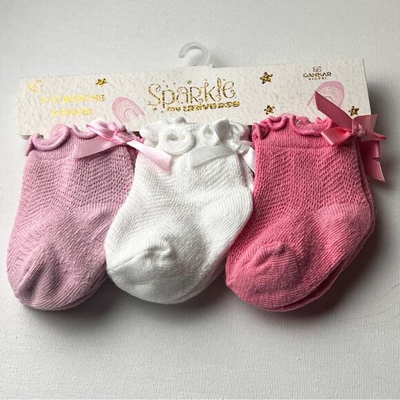 Sparkle My Universe Kids Bow Ankle Multi-pack Socks Sz 6-12 M Six Pairs - Picture 1 of 12